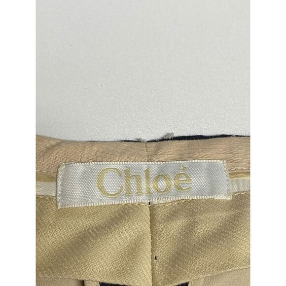 Chloé Pattern Trousers in Navy Blue Wool